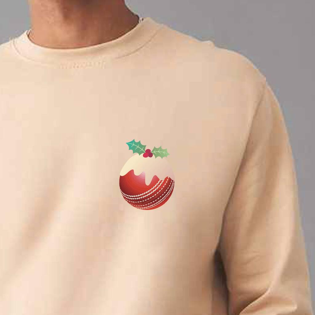 Personalised Cricket Christmas Pudding Jumper