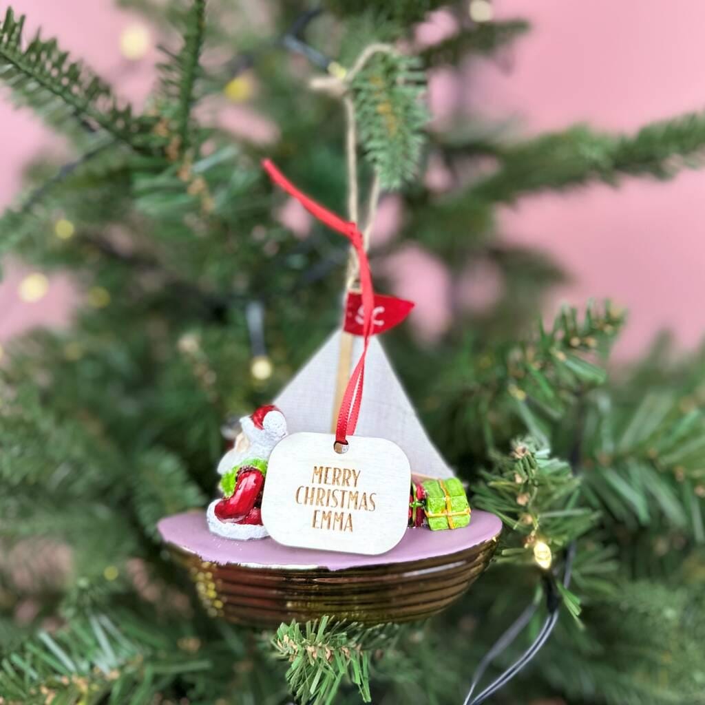 Personalised Sailing Boat Christmas Bauble