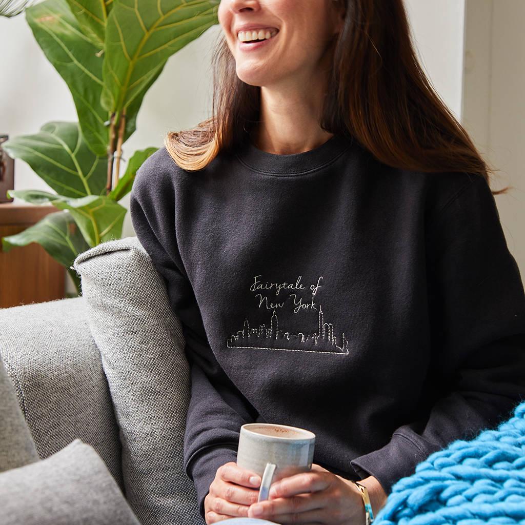 Personalised Fairytale Of New York Embroidered Jumper