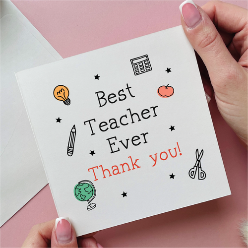 Best Teacher Ever Drawing Card