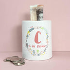 Personalised Floral Wreath Money Box
