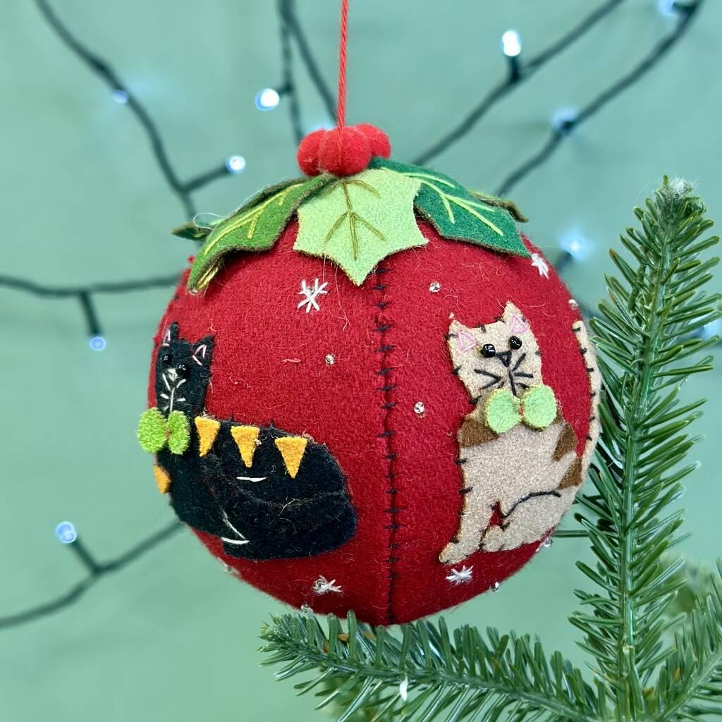 Personalised Cat Lover Felt Christmas Bauble
