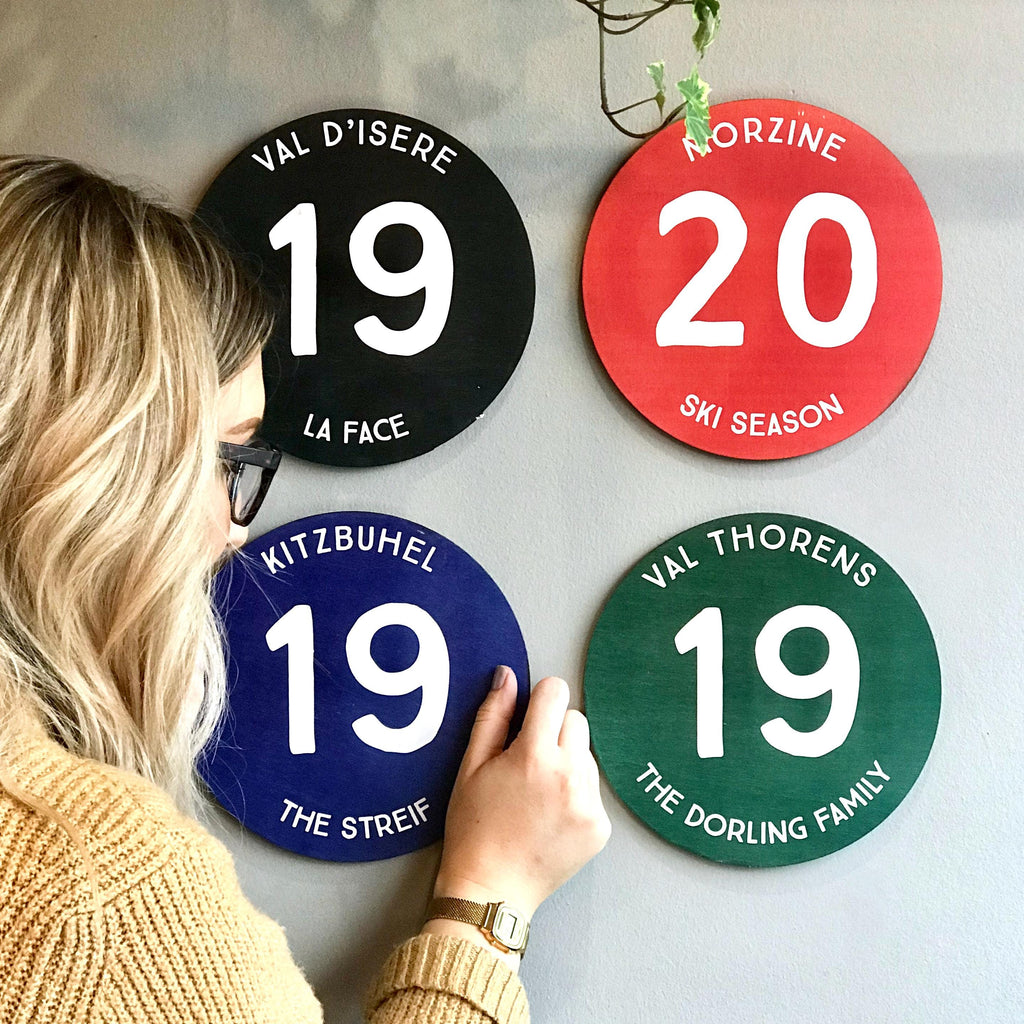 Personalised Ski Piste Sign: Custom Ski Resort Wood Decor