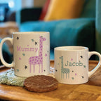 Personalised Mum And Me Matching Giraffe Mugs