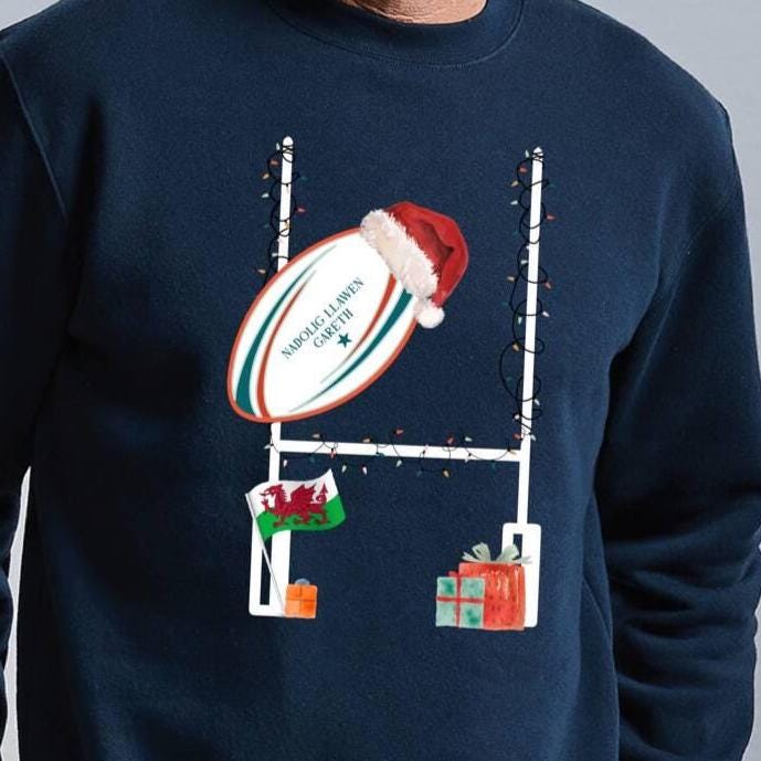 Personalised Welsh Rugby Christmas Jumper