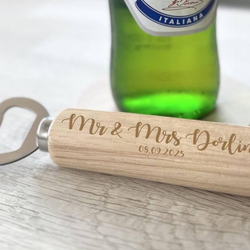 Personalised Wedding Wooden Bottle Opener
