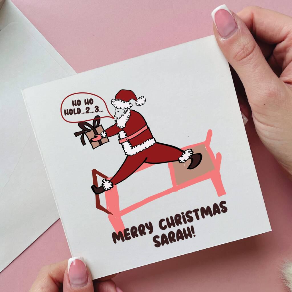 Personalised Santa Reformer Pilates Ho Ho Hold Christmas Card