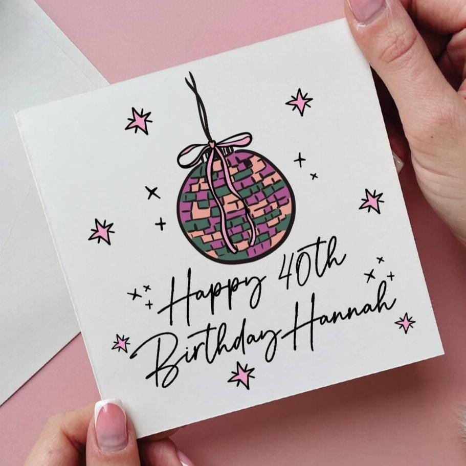 Disco Ball Personalised 40th Birthday Card