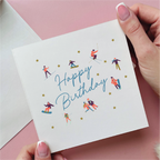 Mountain People Skiing Birthday Card