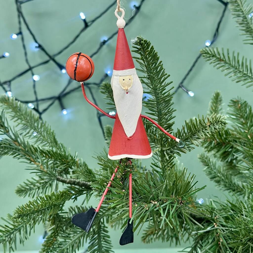 Personalised Santa Basketball Christmas Bauble