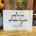 And So Our Adventure Begins Personalised Wooden Wedding Sign