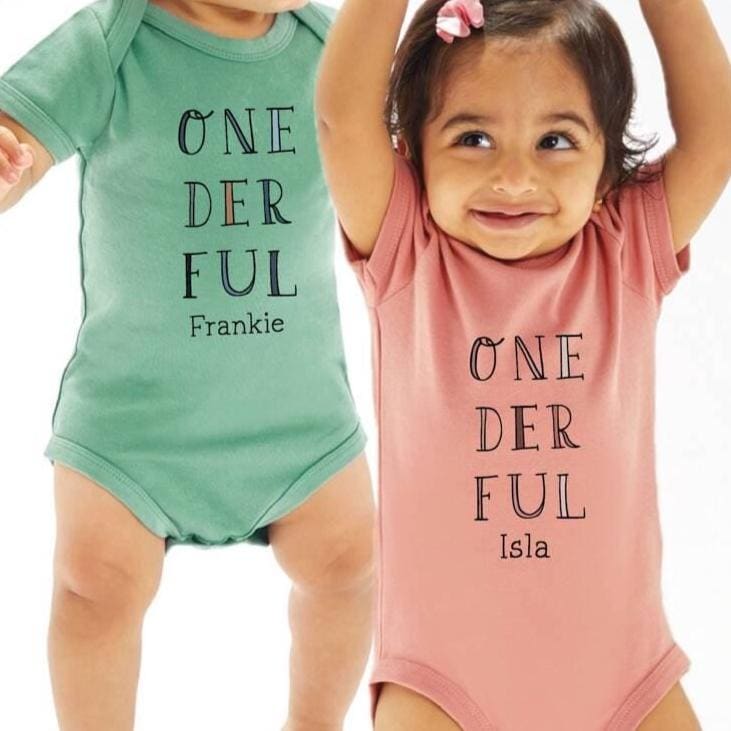 Personalised One Der Ful First Birthday Baby Vest