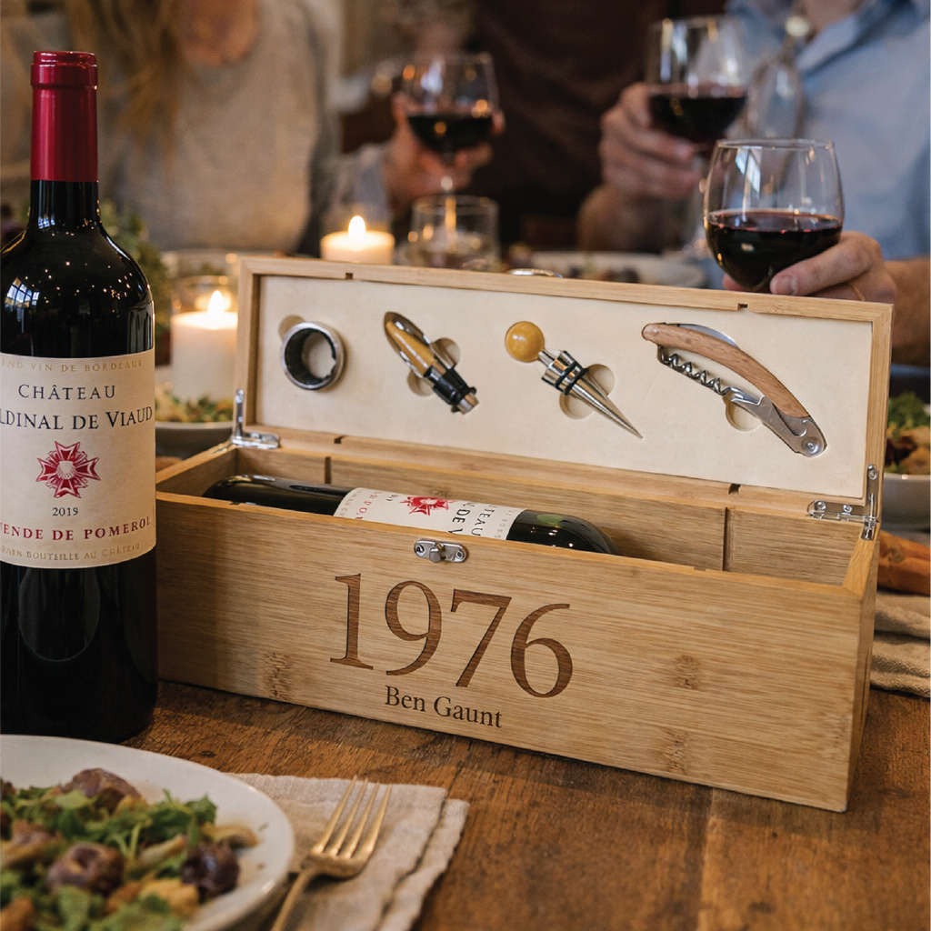 Personalised Year Of Birth Wine Bottle Gift Set