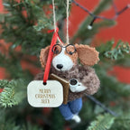 Personalised Reading Dog Christmas Decoration
