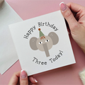 Elephant Third Birthday Card