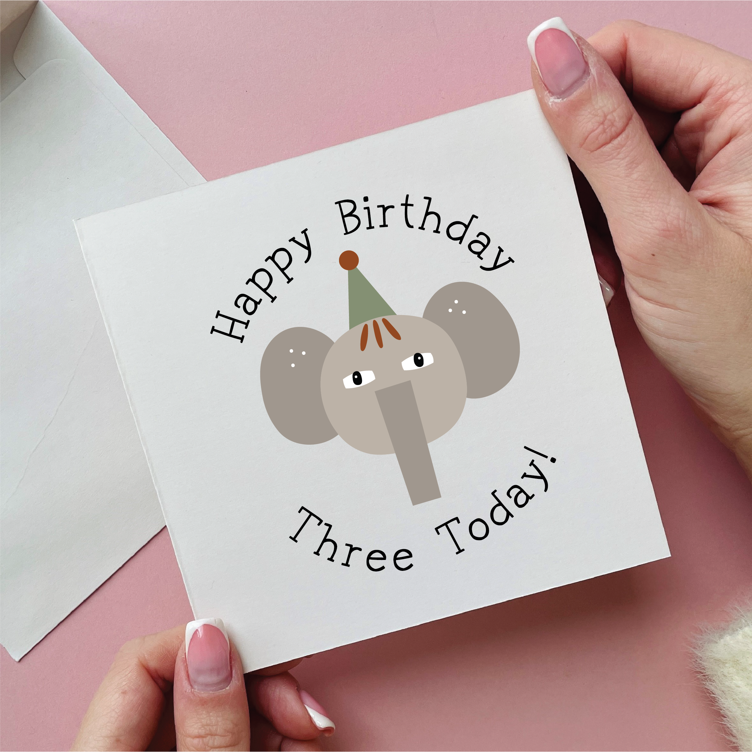 Elephant Third Birthday Card