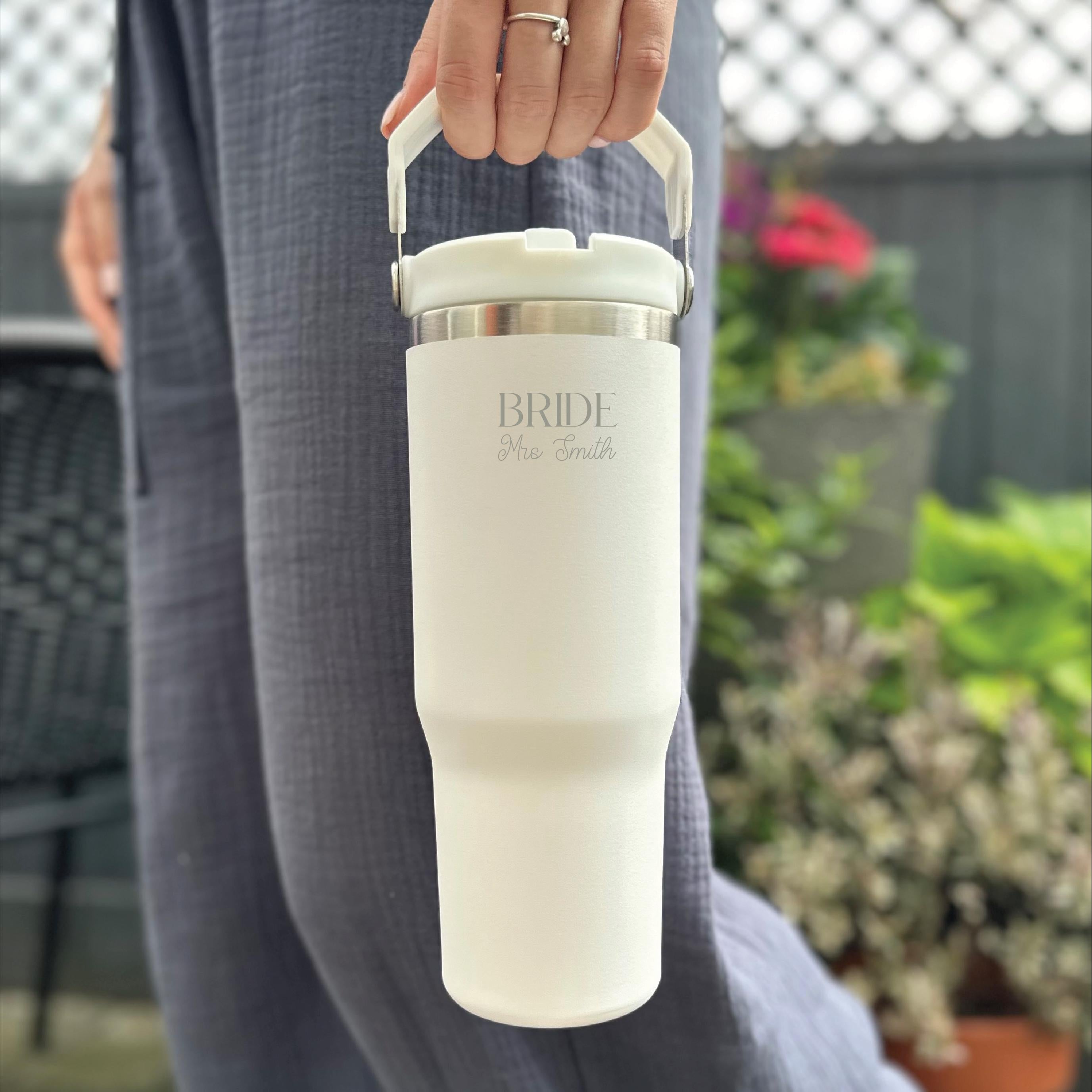 Personalised Bride Large Travel Tumbler With Handle
