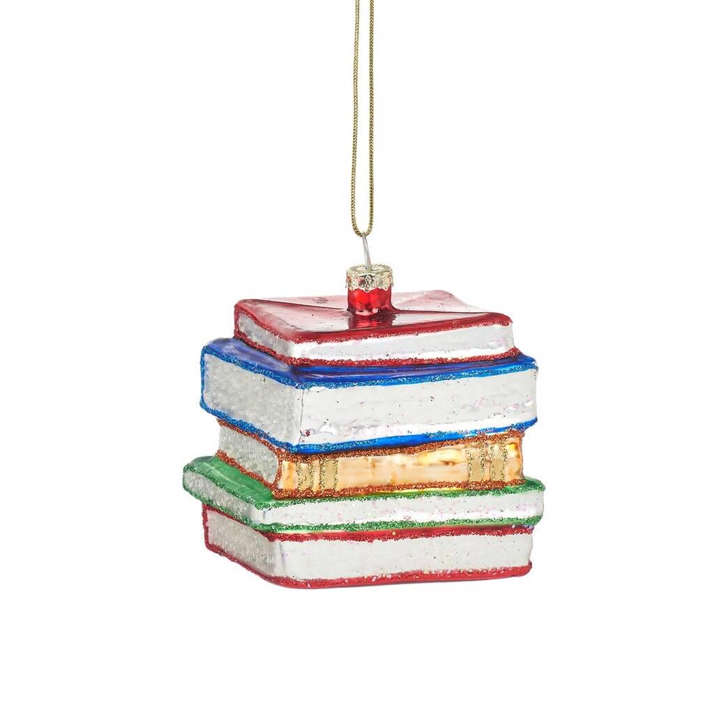 Personalised Stack Of Books Bauble For Reader