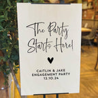 The Party Starts Here Personalised Enagement Party Sign