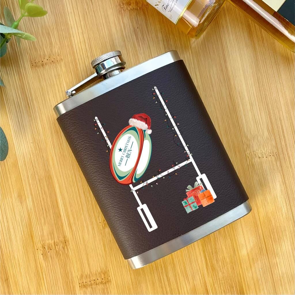 Christmas Personalised Rubgy Hip Flask