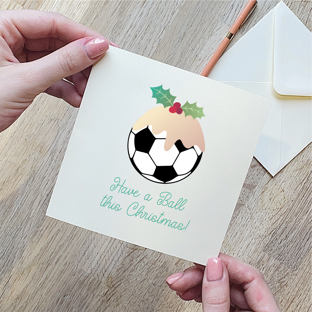 Football Christmas Pudding Christmas Card