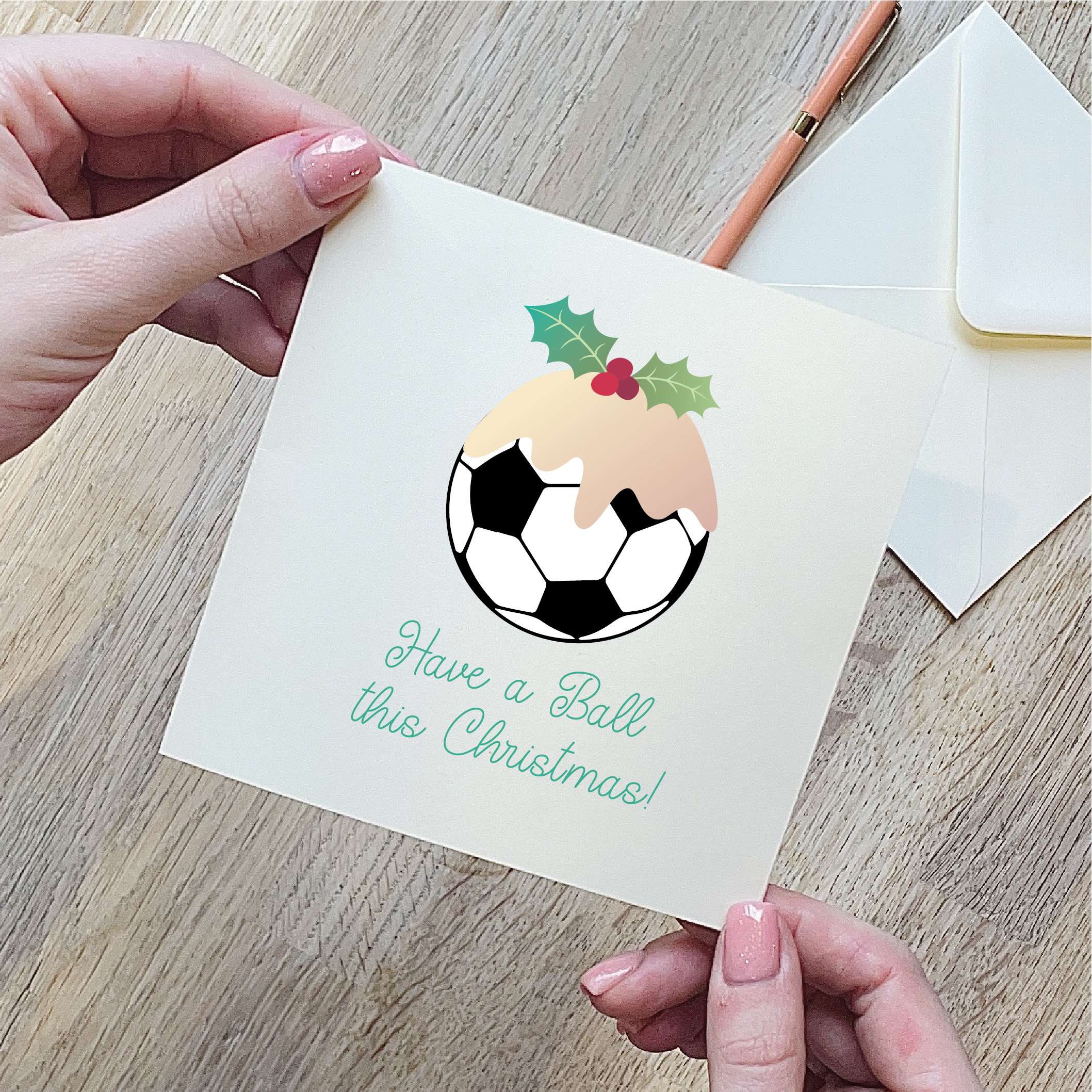 Football Christmas Pudding Christmas Card