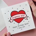 Personalised Tattoo Heart Wife Happy Birthday Card