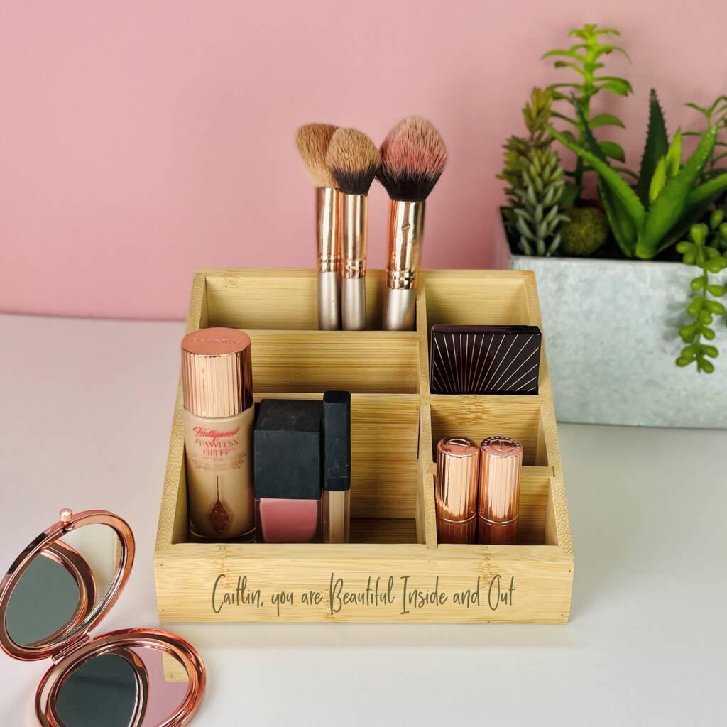 Personalised Bamboo Makeup Holder