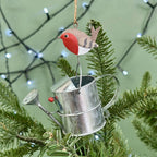 Personalised Robin Watering Can Christmas Bauble