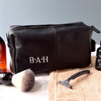 Personalised Leather Effect Men's Wash Bag