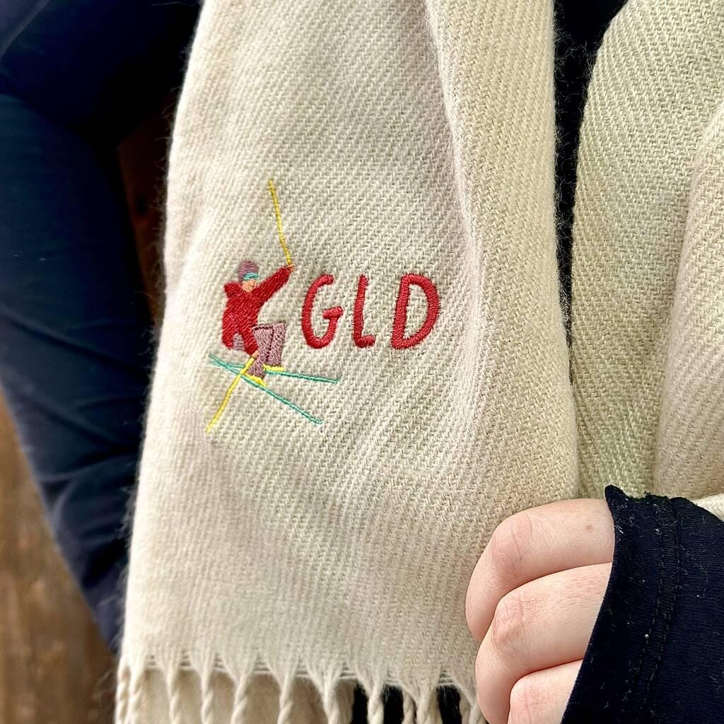 Personalised Skiing Initial Scarf
