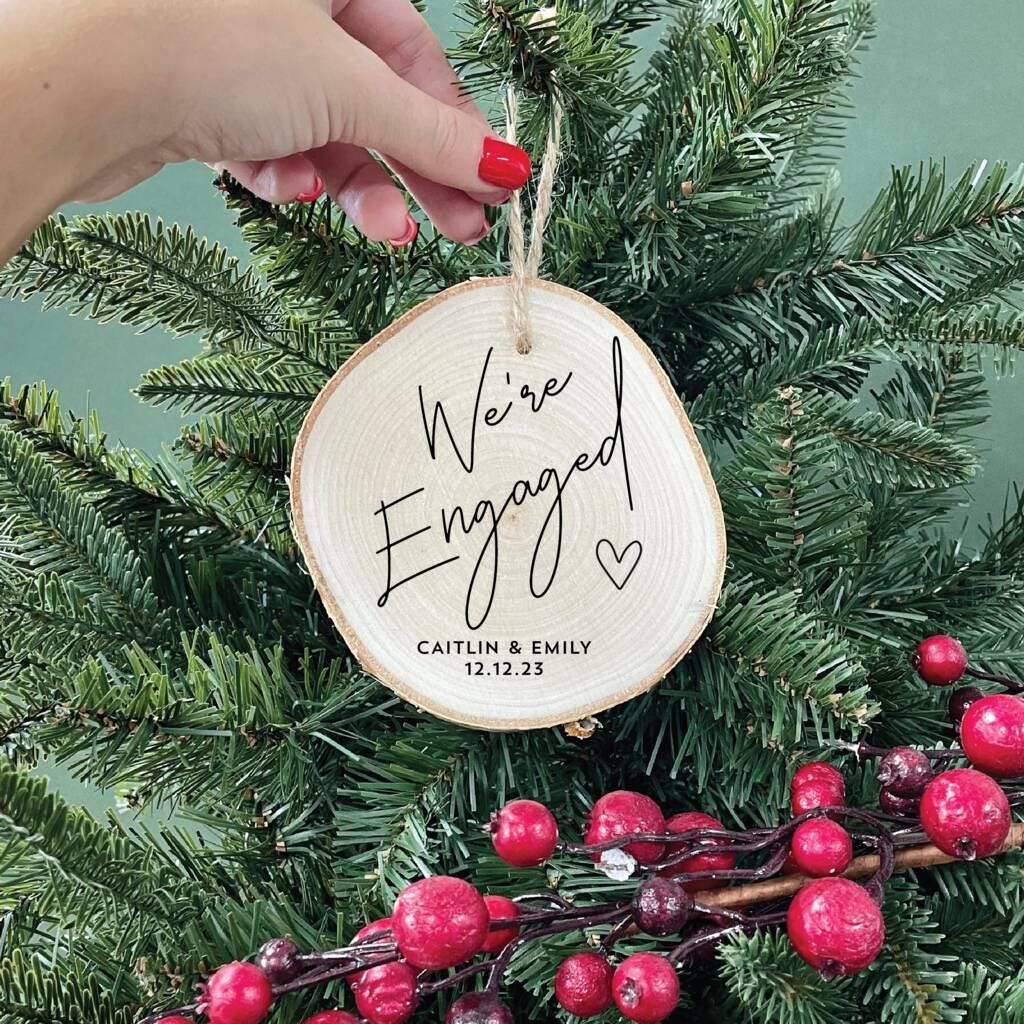 Personalised We're Engaged Christmas Decoration