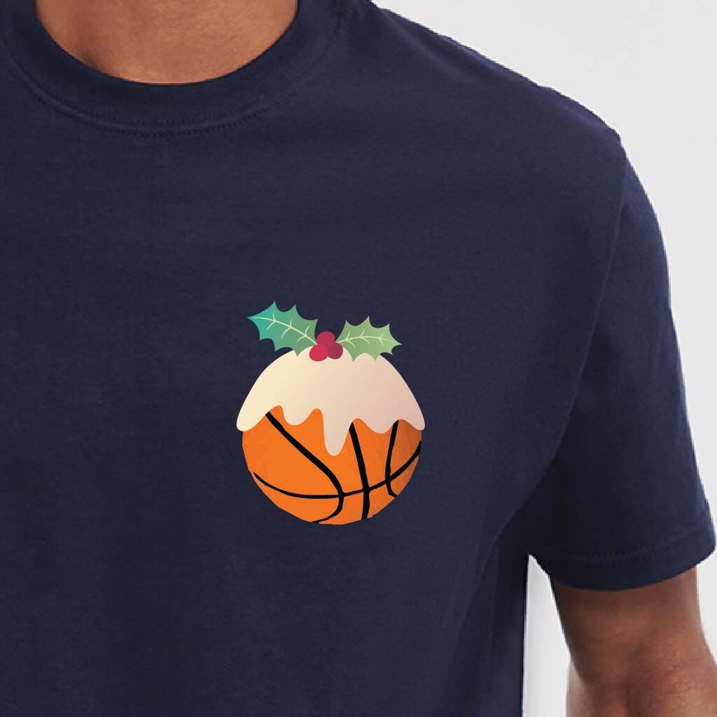 Personalised Basketball Christmas Pudding T Shirt