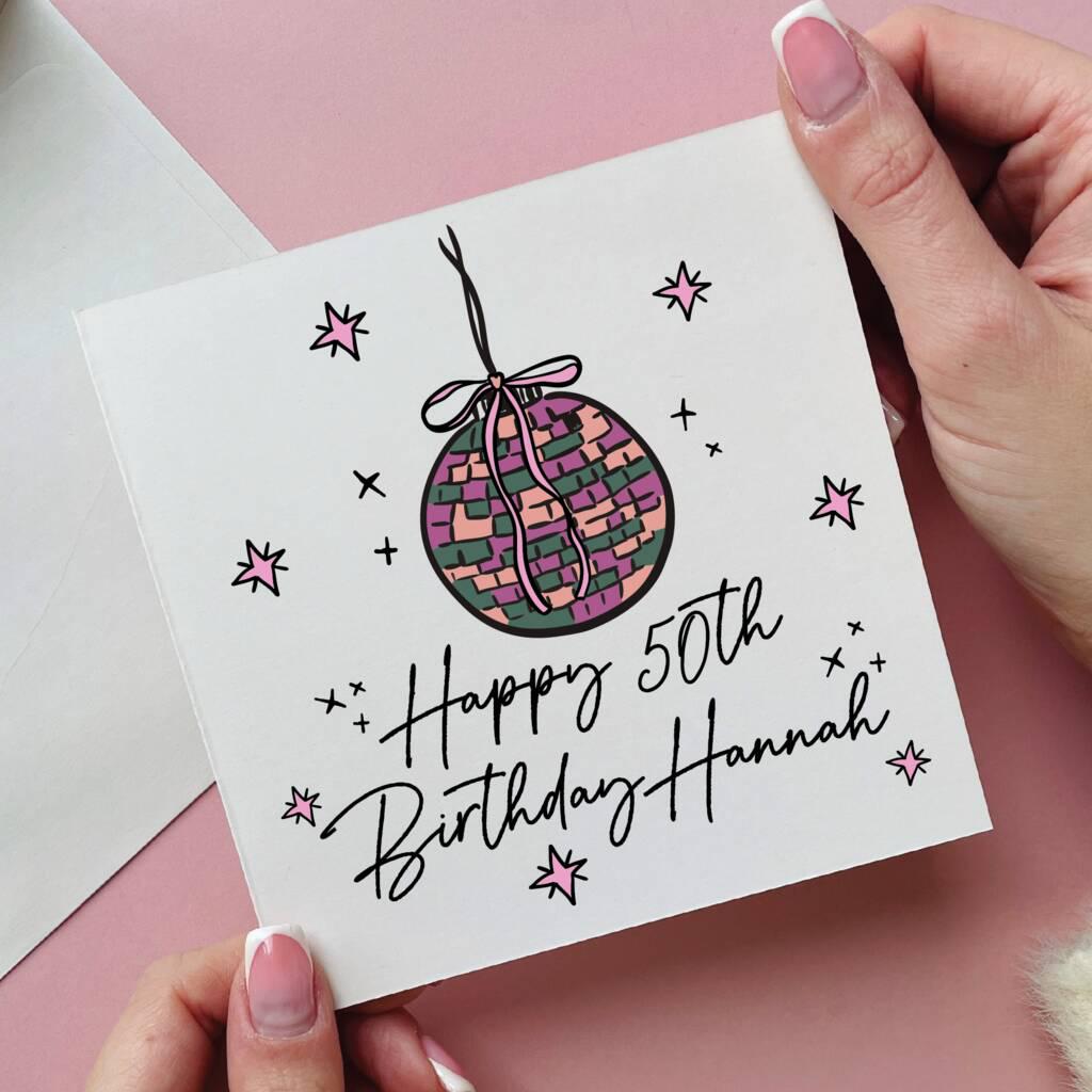Disco Ball Personalised 50th Birthday Card