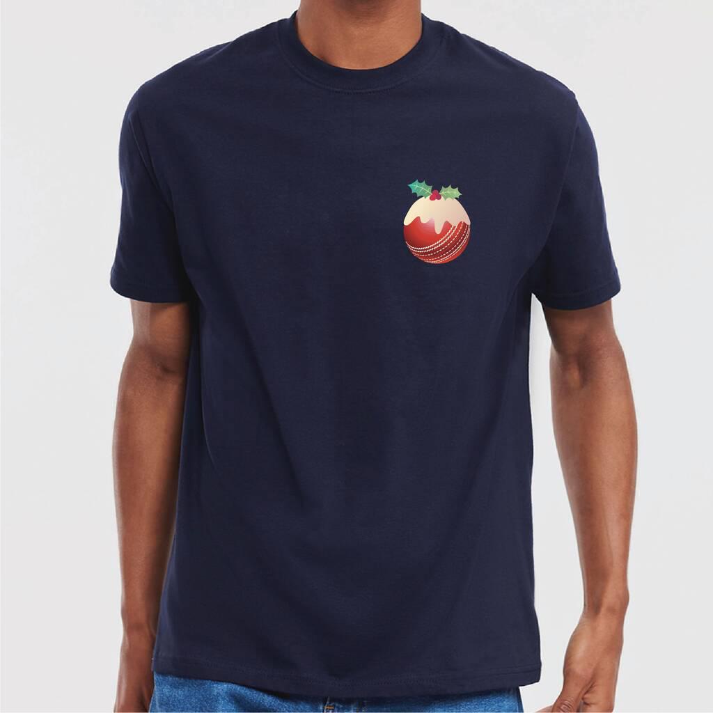 Personalised Cricket Christmas Pudding T Shirt
