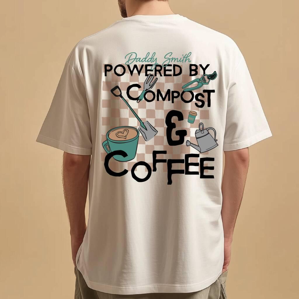 Personalised Coffee And Compost Gardening Graphic Tee For Dad