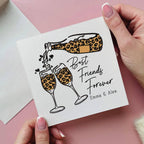 Personalised Leopard Wine Best Friends Forever Card