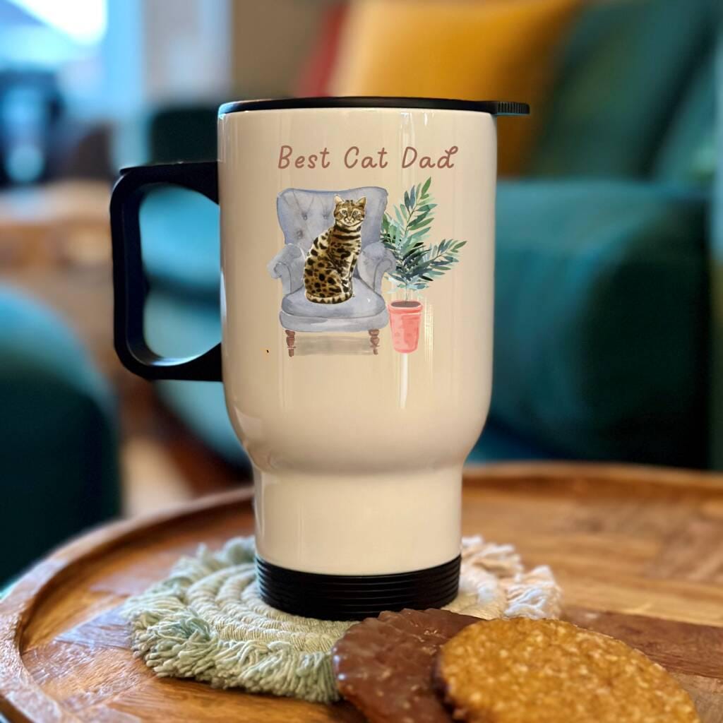 Personalized Cat Dad Travel Mug: Insulated Stainless Steel Gift