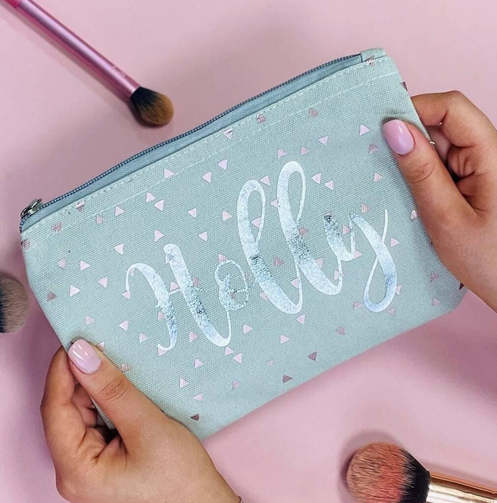Rose Gold And Silver Triangle Make Up Bag