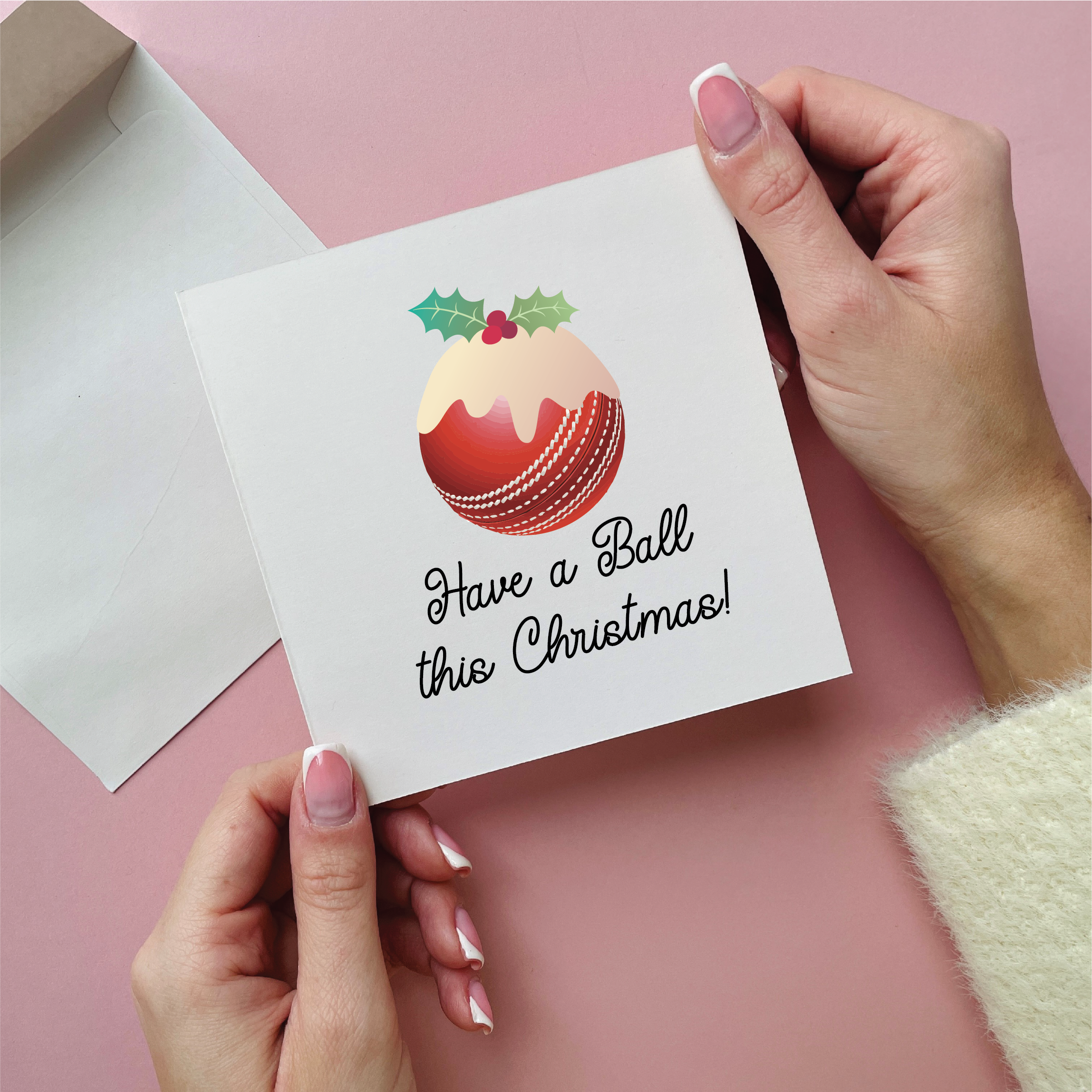 Cricket Christmas Pudding Christmas Card