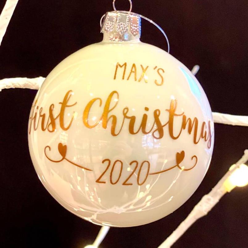 Personalised Swirl First Chirstmas Bauble