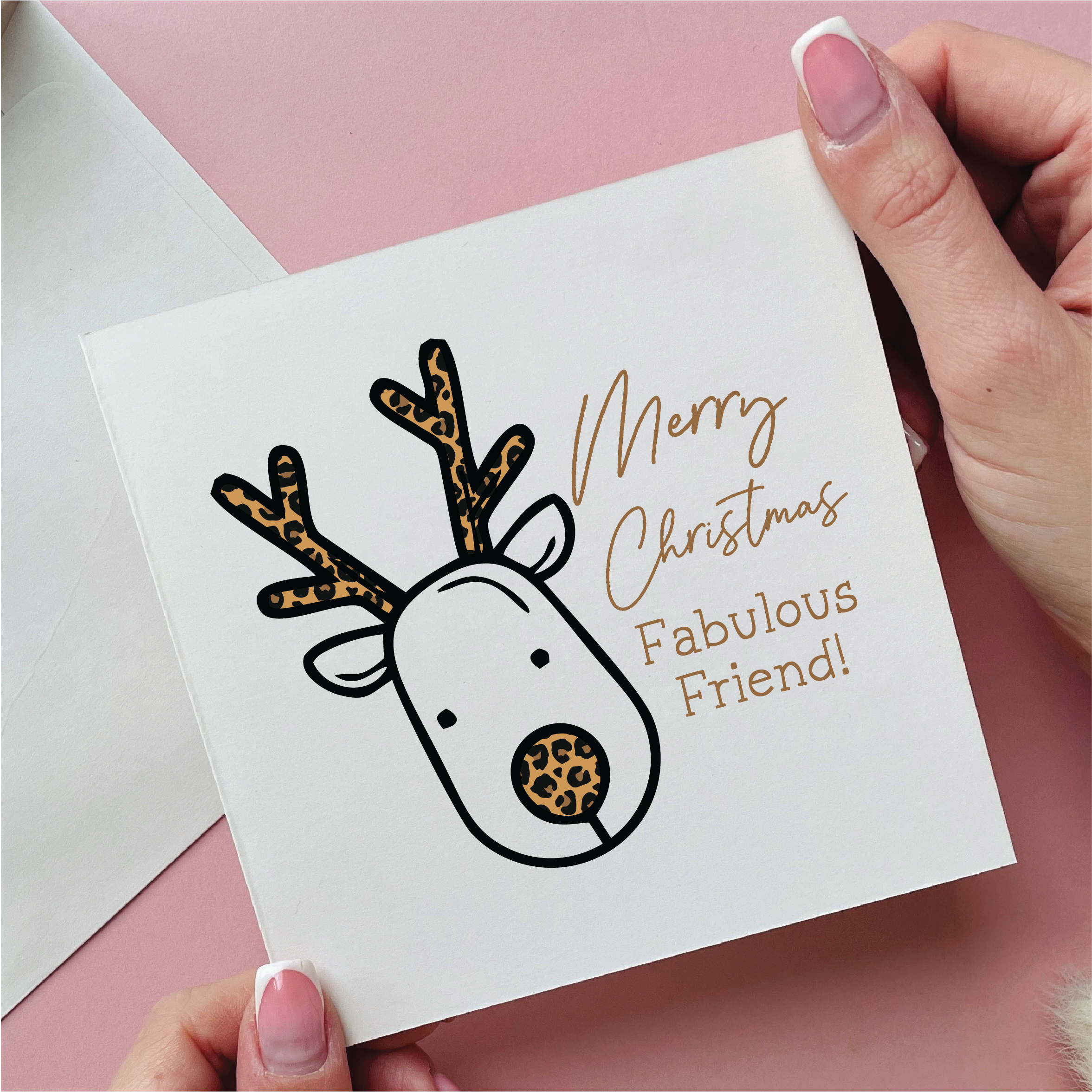 Leopard Print Fabulous Friend Christmas Card
