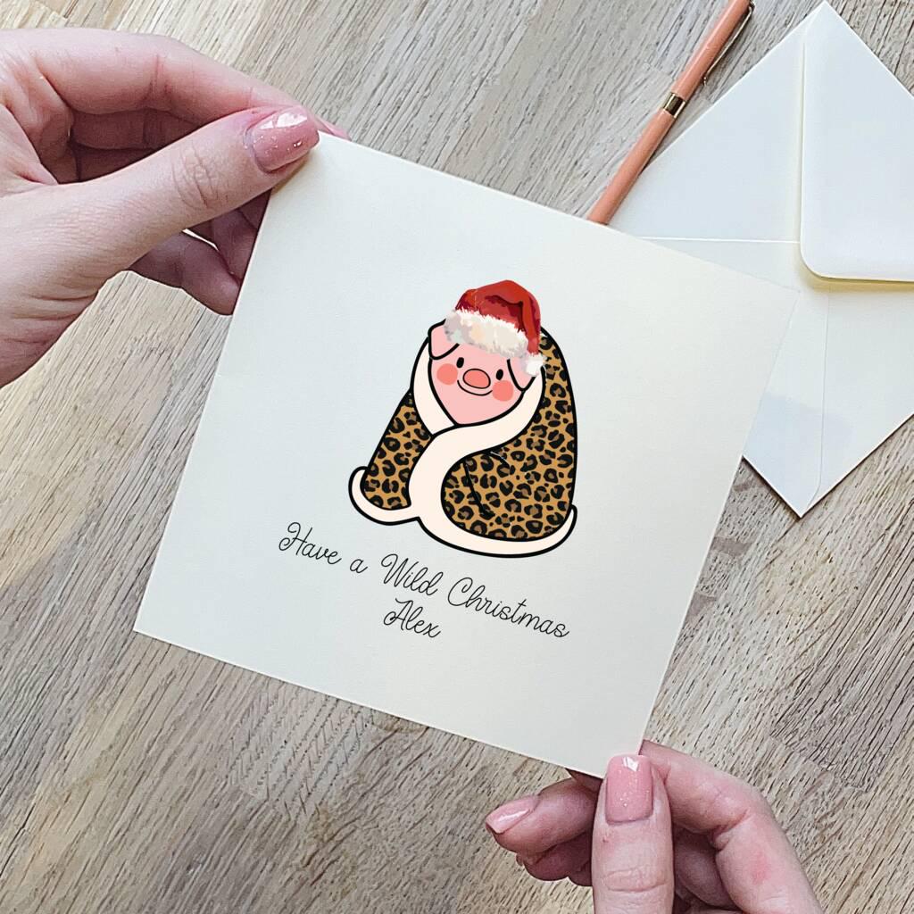 Leopard Print Pigs In Blankets Christmas Card