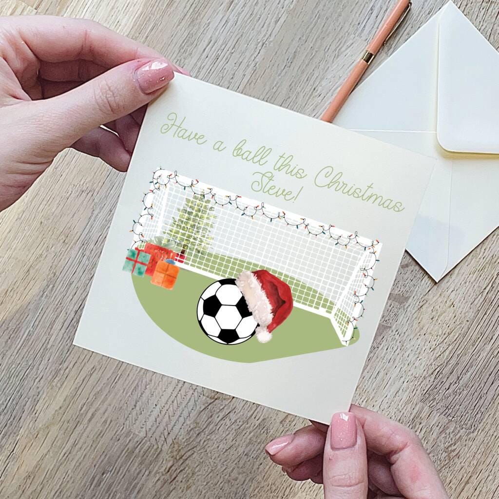 Personalised Football Goal Christmas Card