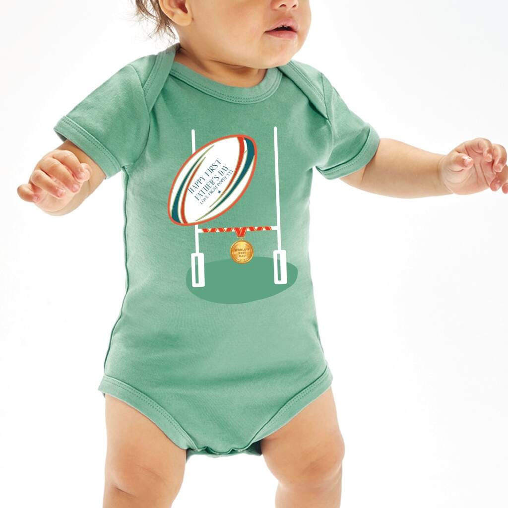 Personalised First Father's Day Rugby Baby Vest