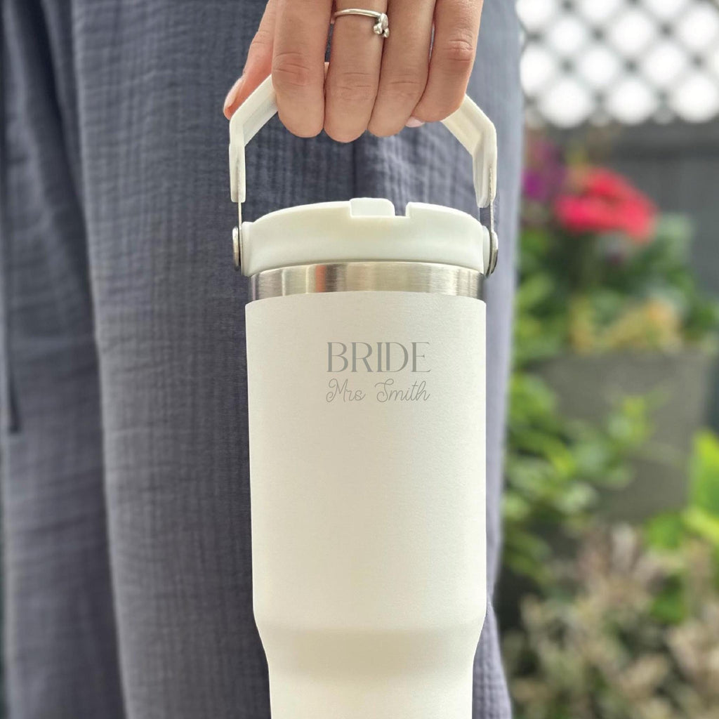 Personalised Bride Large Travel Tumbler With Handle