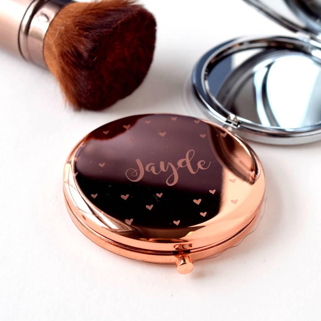 Engraved Multiple Heart Compact Mirror