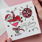Personalised Santa In A Cocktail Very Merry Christmas Card