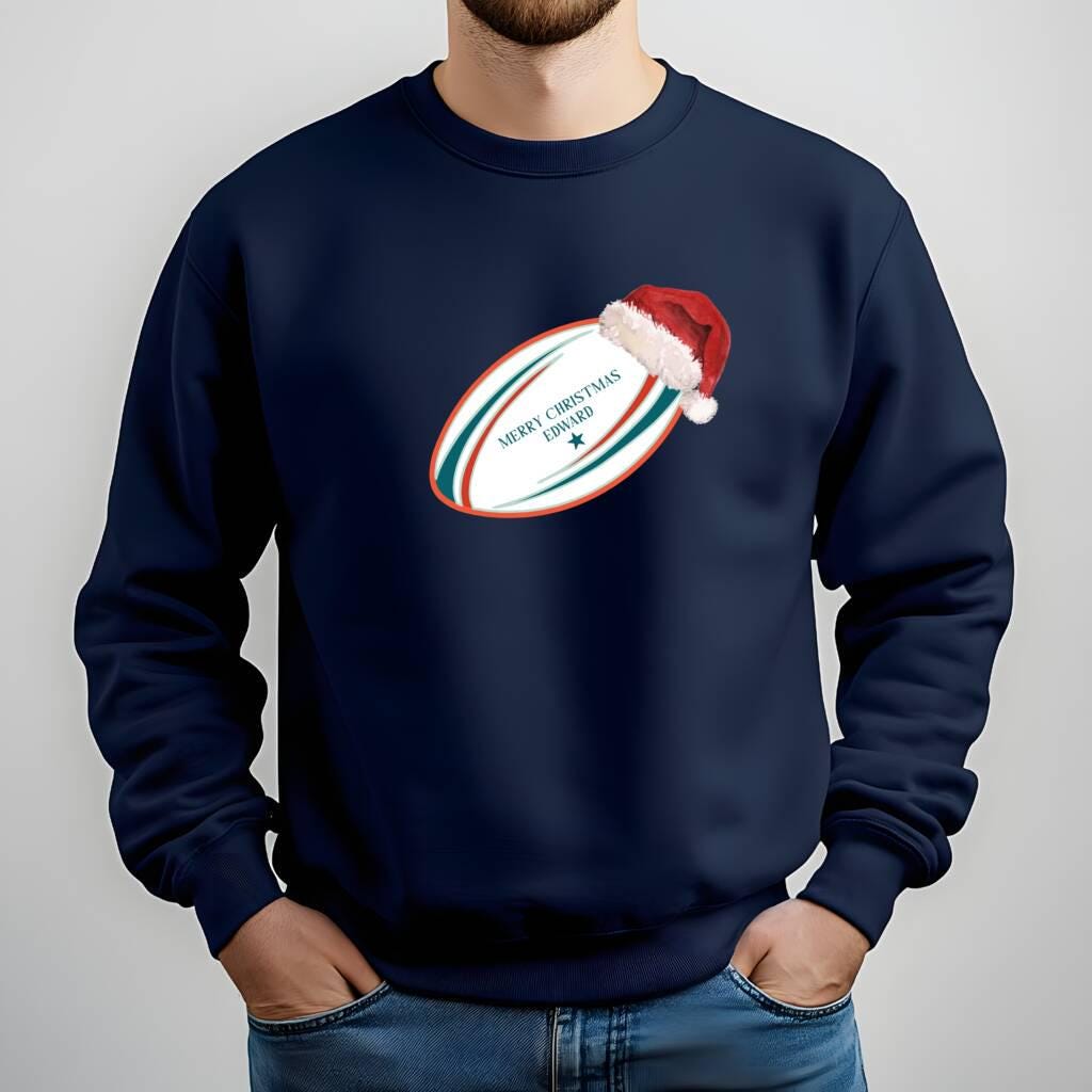 Personalised Rugby Ball Christmas Jumper