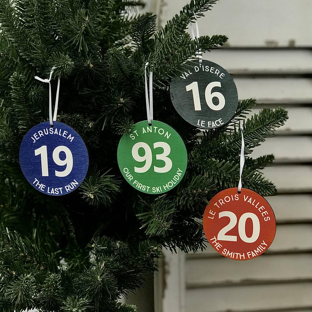 Personalised Skiing Piste Marker Christmas Decoration